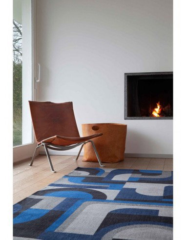 tappeto moderno Louis De Poortere Module Weimar Blue 9207