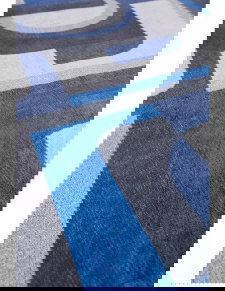 tappeto moderno Louis De Poortere Module Weimar Blue 9207