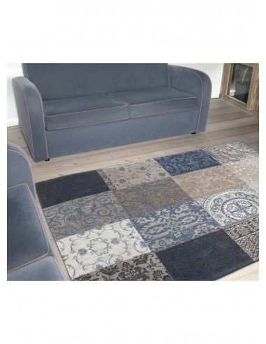 tappeto moderno Louis De Poortere Vintage Patchwork Blue Denim 8108