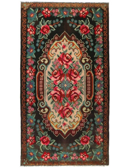 Hand made rug Rose Kilim Old Moldavia cm.175x318