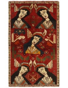 Hand made rug Kashghai Old Figural Persia cm.106x178