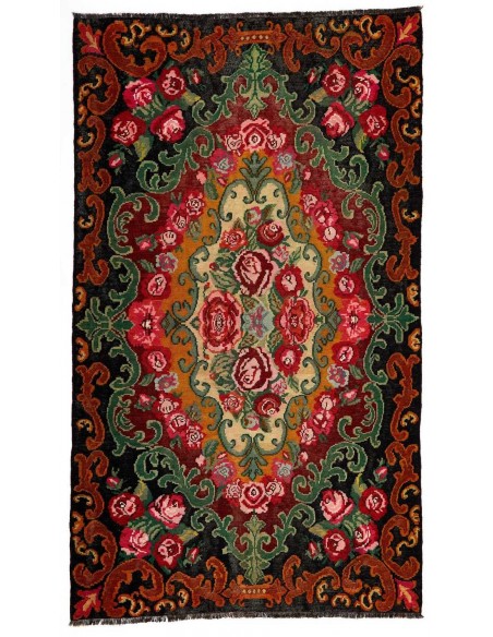 Hand made rug Rose Kilim Old Moldavia cm.182x317