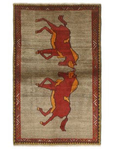 Hand made rug Kashghai Old Figural Persia cm.105x169