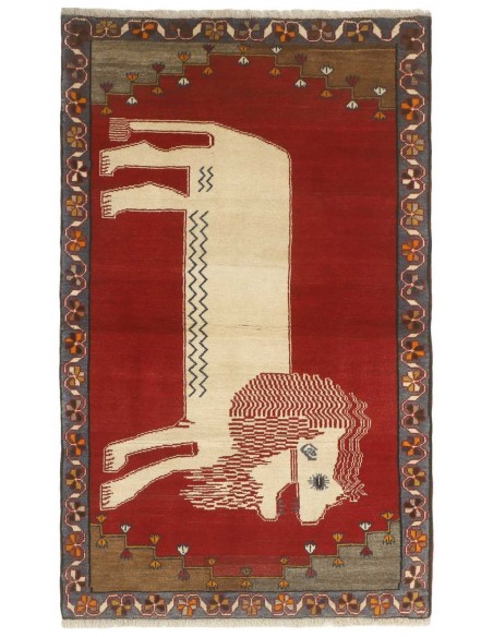 Hand made rug Kashghai Old Figural Persia cm.109x175