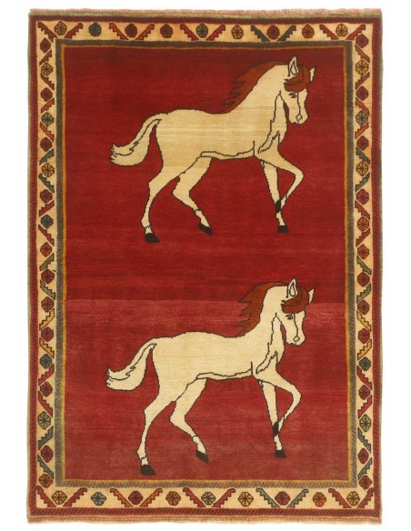 Hand made rug Kashghai Old Figural Persia cm.121x175