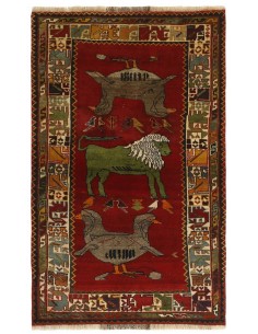 Hand made rug Kashghai Old Figural Persia cm.114x182