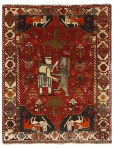 Hand made rug Kashghai Old Figural Persia cm.121x152