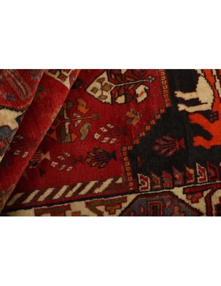 Hand made rug Kashghai Old Figural Persia cm.121x152