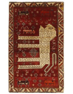 Hand made rug Kashghai Old Figural Persia cm.115x193