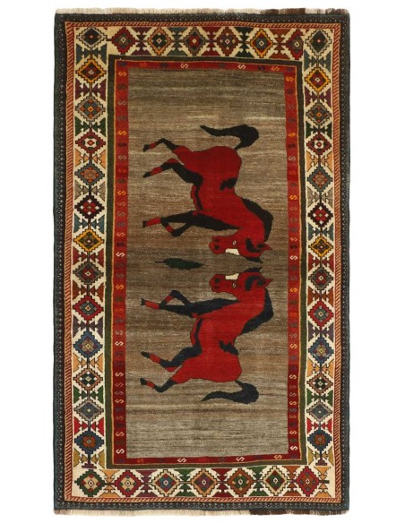 Hand made rug Kashghai Old Figural Persia cm.130x218