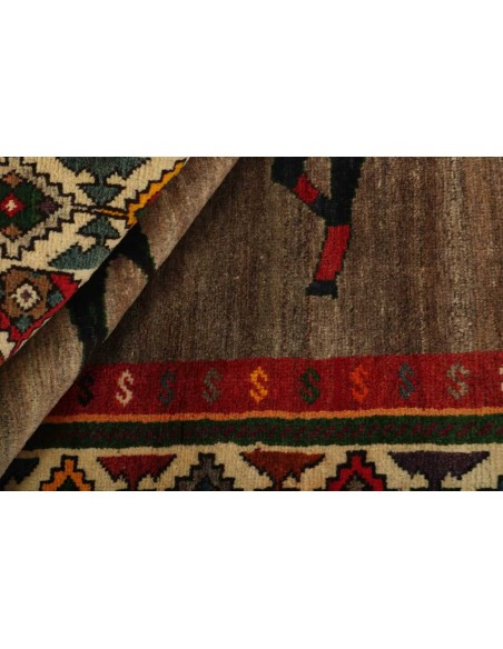 Hand made rug Kashghai Old Figural Persia cm.130x218