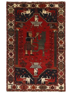 Hand made rug Kashghai Old Figural Persia cm.153x240