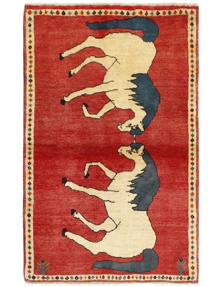 Hand made rug Kashghai Old Figural Persia cm.95x152