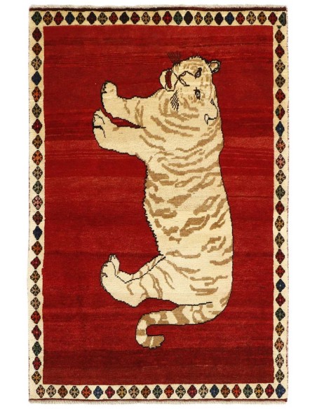 Hand made rug Kashghai Old Figural Persia cm.96x148