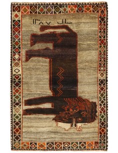 Hand made rug Kashghai Old Figural Persia cm.96x140
