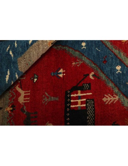 Hand made rug Kashghai Old Figural Persia cm.101x143