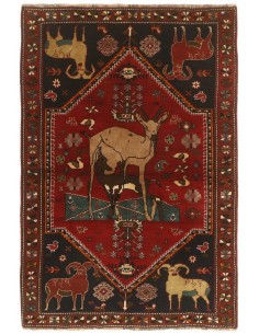 Hand made rug Kashghai Old Figural Persia cm.106x152