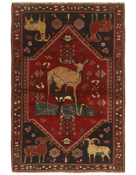 Hand made rug Kashghai Old Figural Persia cm.106x152