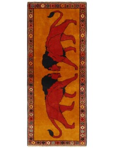 Hand made rug Kashghai Old Figural Persia cm.75x184