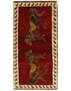Hand made rug Kashghai Old Figural Persia cm.84x165