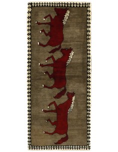 Hand made rug Kashghai Old Figural Persia cm.88x205