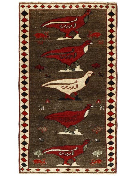 Hand made rug Kashghai Old Figural Persia cm.97x170