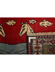Hand made rug Kashghai Old Figural Persia cm.100x155 2