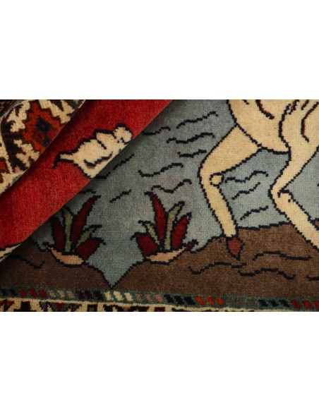 Hand made rug Kashghai Old Figural Persia cm.100x155