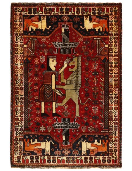 Hand made rug Kashghai Old Figural Persia cm.110x160