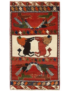 Hand made rug Kashghai Old Figural Persia cm.106x194