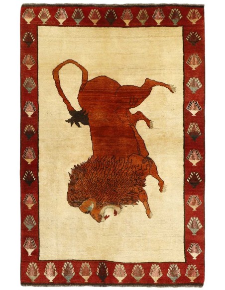 Hand made rug Kashghai Old Figural Persia cm.133x198