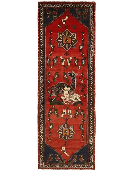 Hand made rug Kashghai Old Figural Persia cm.100x290
