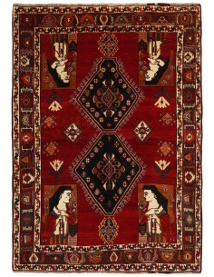 Hand made rug Kashghai Old Figural Persia cm.162x226