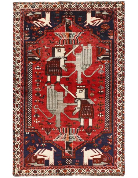 Hand made rug Kashghai Old Figural Persia cm.160x245