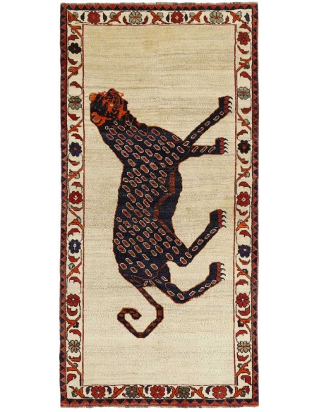 Hand made rug Kashghai Old Figural Persia cm.114x239