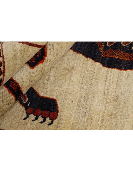 Hand made rug Kashghai Old Figural Persia cm.114x239