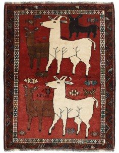 Hand made rug Kashghai Old Figural Persia cm.108x148