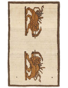 Hand made rug Kashghai Old Figural Persia cm.86x139