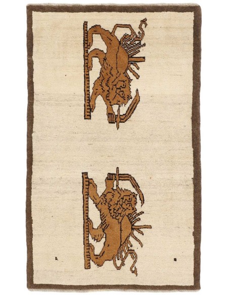 Hand made rug Kashghai Old Figural Persia cm.86x139