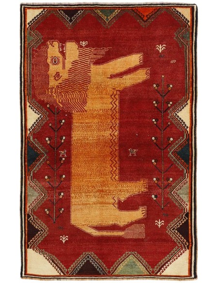 Hand made rug Kashghai Old Figural Persia cm.121x193