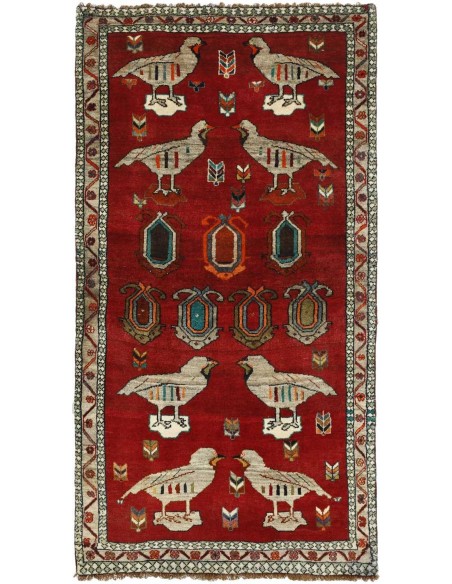 Hand made rug Kashghai Old Figural Persia cm.98x193