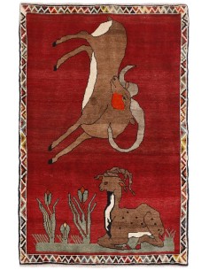 Hand made rug Kashghai Old Figural Persia cm.108x168