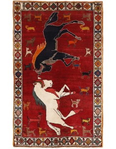 Hand made rug Kashghai Old Figural Persia cm.121x202
