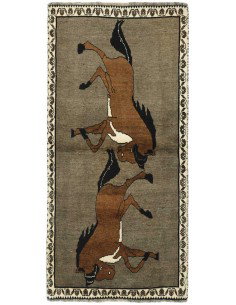 Hand made rug Kashghai Old Figural Persia cm.101x209