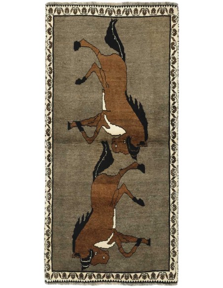 Hand made rug Kashghai Old Figural Persia cm.101x209