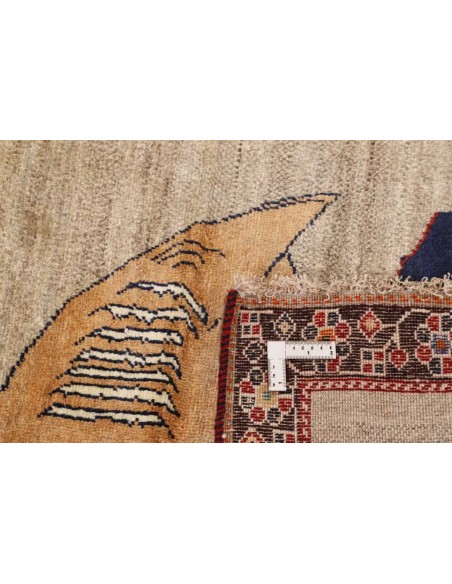 Hand made rug Kashghai Old Figural Persia cm.102x212