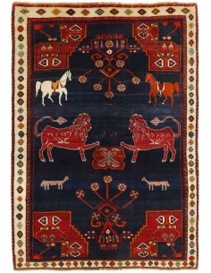 Hand made rug Kashghai Old Figural Persia cm.152x220