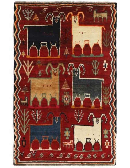 Hand made rug Kashghai Old Figural Persia cm.134x215