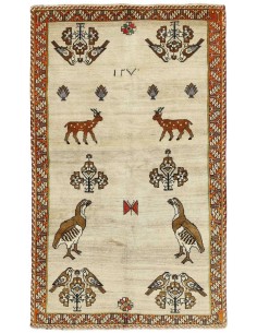 Hand made rug Kashghai Old Figural Persia cm.140x247