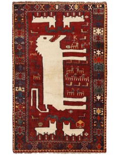 Hand made rug Kashghai Old Figural Persia cm.132x207